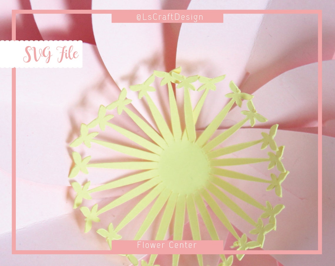 Butterfly Paper Flower Center Template, DIY SVG File - image 3