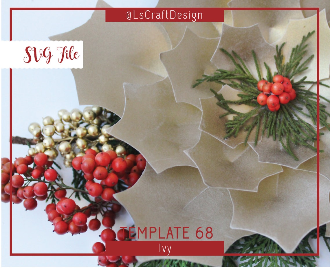 Christmas Poinsettia Paper Flower SVG Template (Digital Download) - image 5