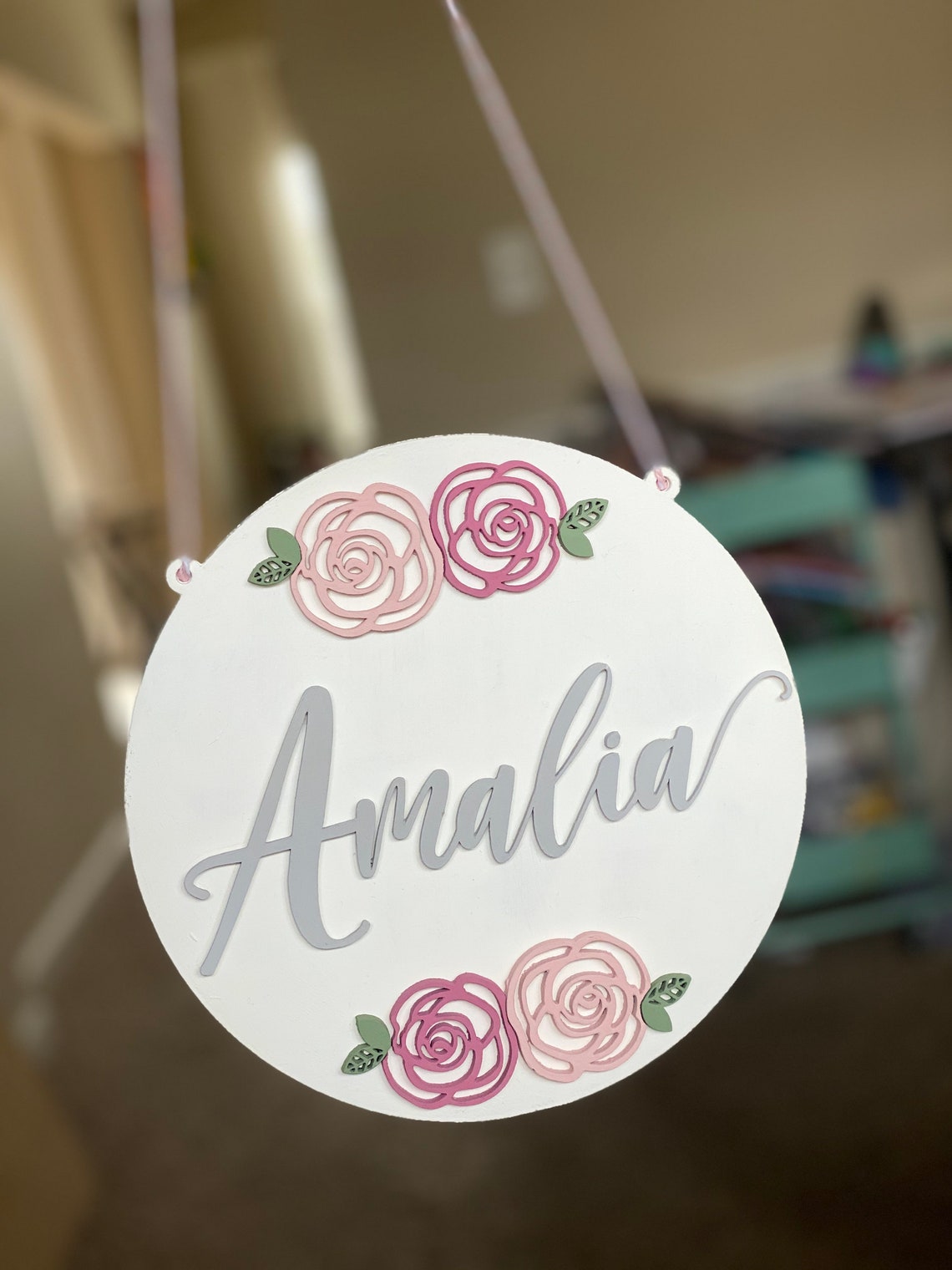 Custom Floral Wood Name Sign, Baby Nursery Decor, Maternity Photo Prop - image 4