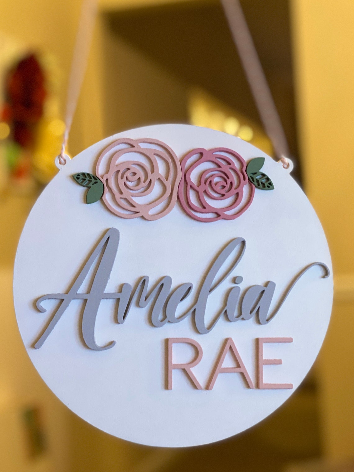Custom Floral Wood Name Sign, Baby Nursery Decor, Maternity Photo Prop - image 5