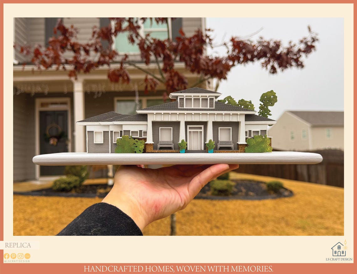 Custom Handmade Wooden House Replica, Personalized Home Portrait Art - image 5