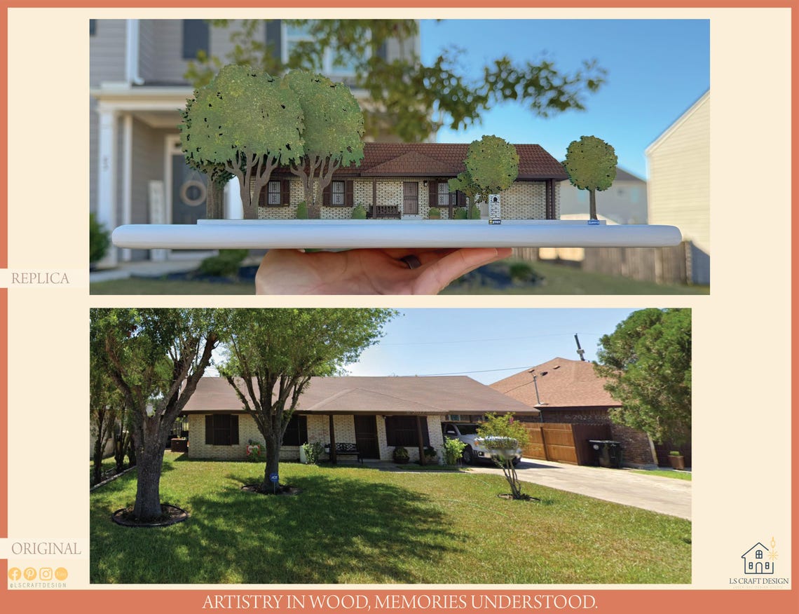 Custom Handmade Wooden House Replica, Personalized Home Portrait Art - image 6