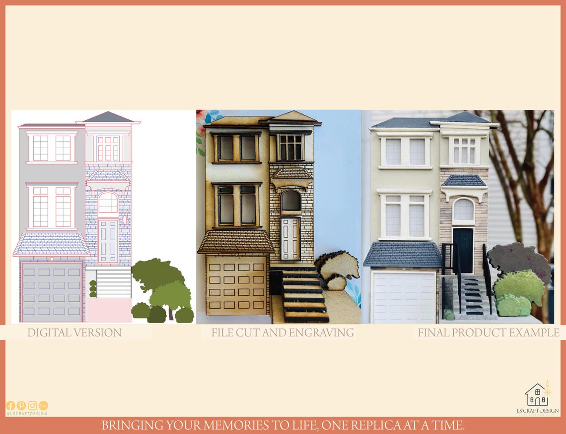 Custom House Portrait SVG File, Laser Cut, Multilayer (Digital Download) - image 4
