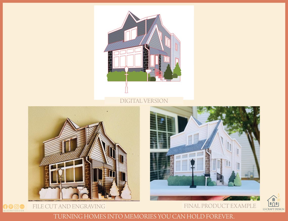 Custom House Portrait SVG File, Laser Cut, Multilayer (Digital Download) - image 6