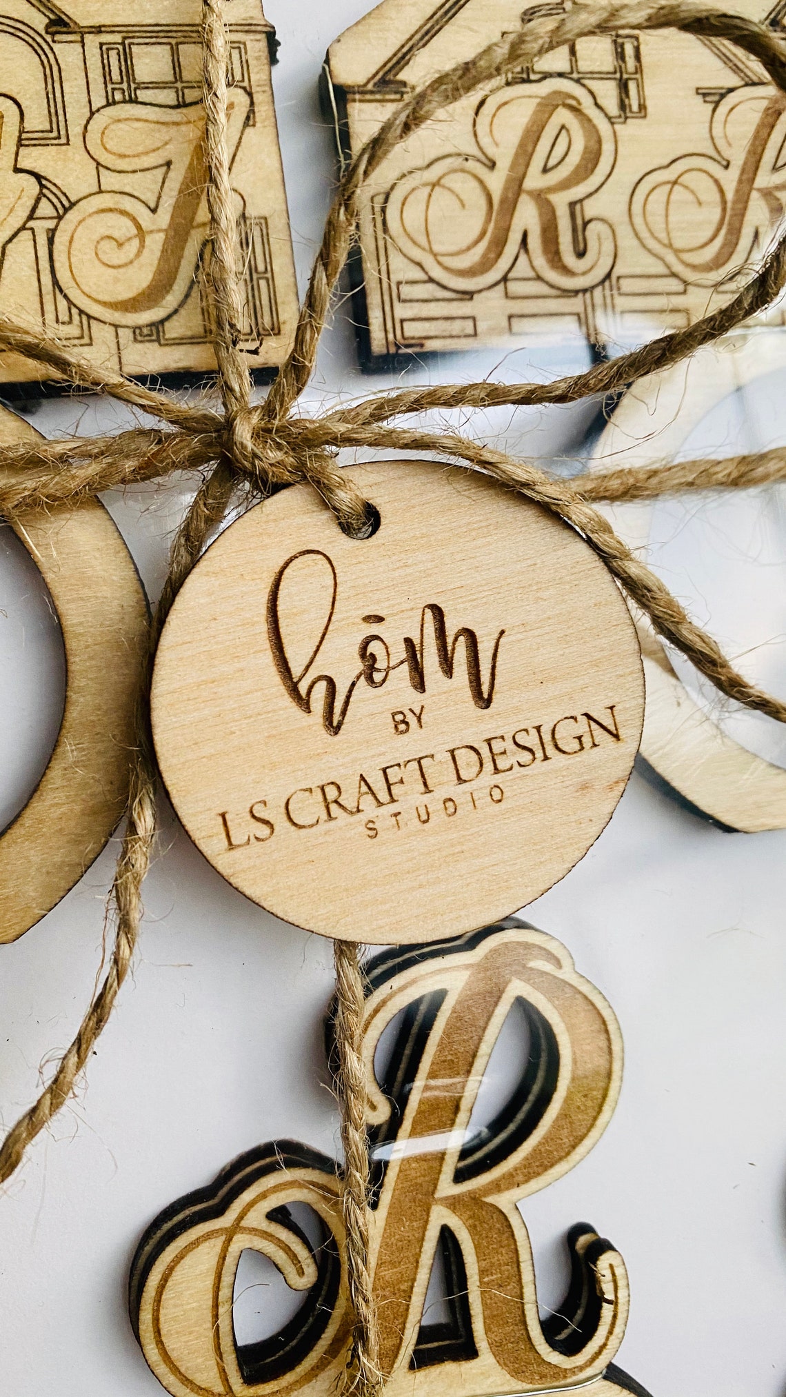 Custom Laser Cut Wood Napkin Rings, House or Initials, Set of 4-12 - image 3
