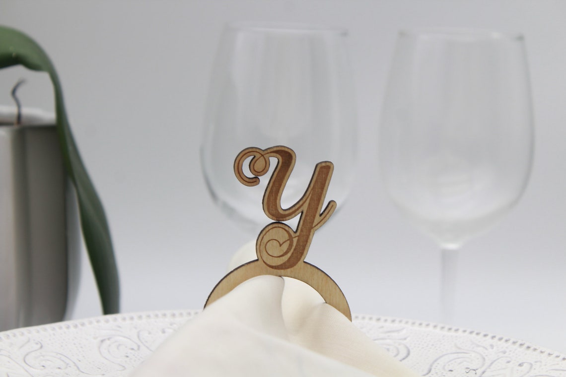 Custom Laser Cut Wood Napkin Rings, House or Initials, Set of 4-12 - image 6