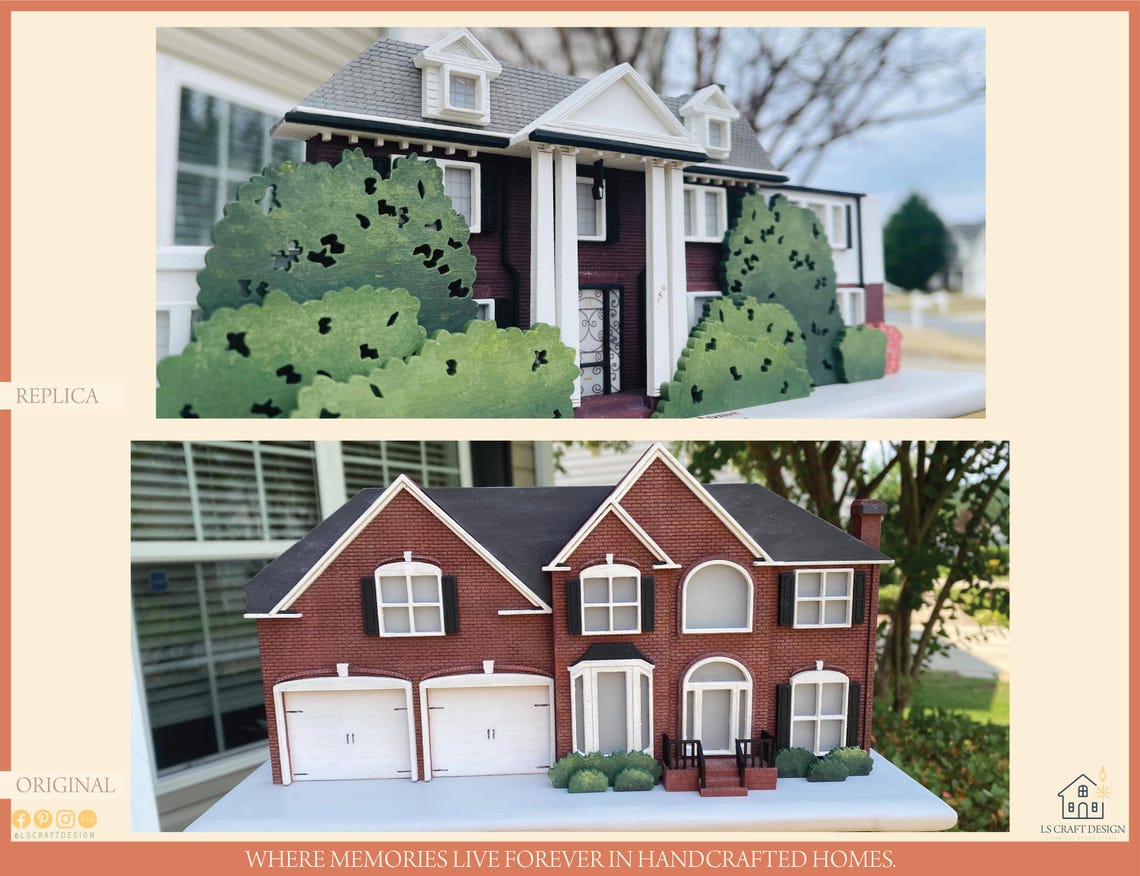 Custom Made House On Wooden Stand, Portrait House, Wooden House, House Miniature, House Replica, Wooden Details, Christmas gifts - image 7