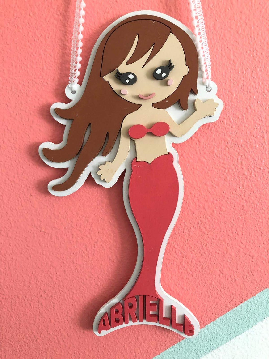 Custom Mermaid Name Sign, Laser Cut Wood, Nursery Decor - image 5