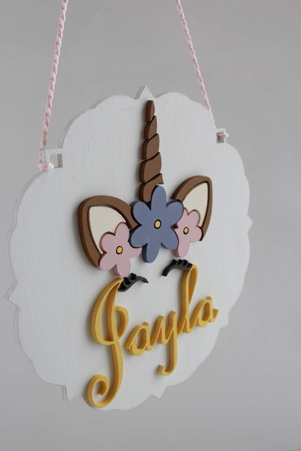 Custom Unicorn Name Sign, 3D Laser Cut Wood, Nursery Decor - image 4