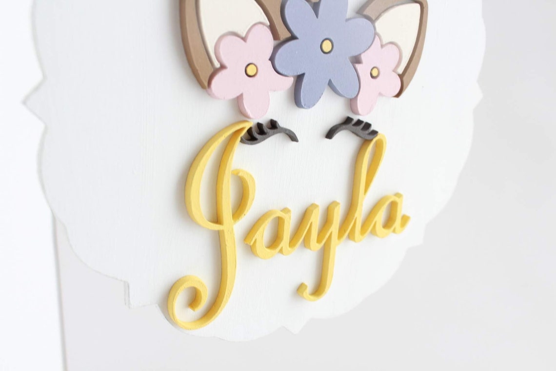 Custom Unicorn Name Sign, 3D Laser Cut Wood, Nursery Decor - image 5