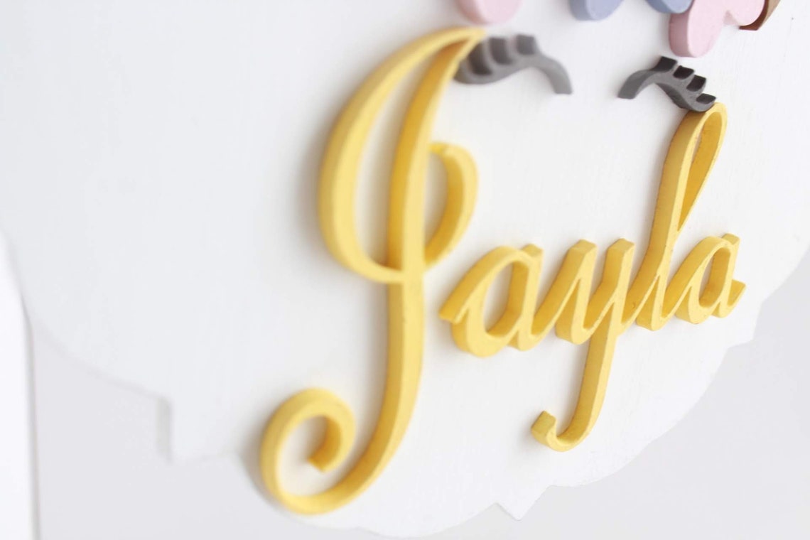 Custom Unicorn Name Sign, 3D Laser Cut Wood, Nursery Decor - image 6
