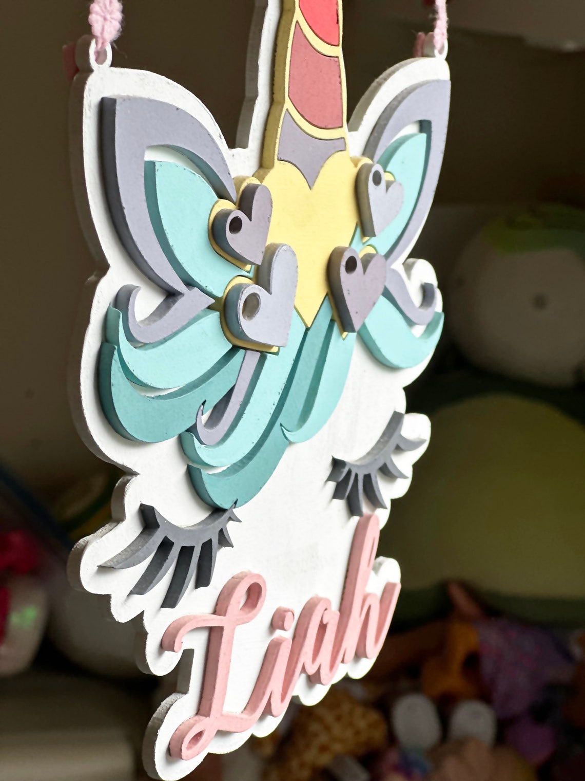 Custom Unicorn Name Sign, Laser Cut Wood, Nursery Decor - image 4