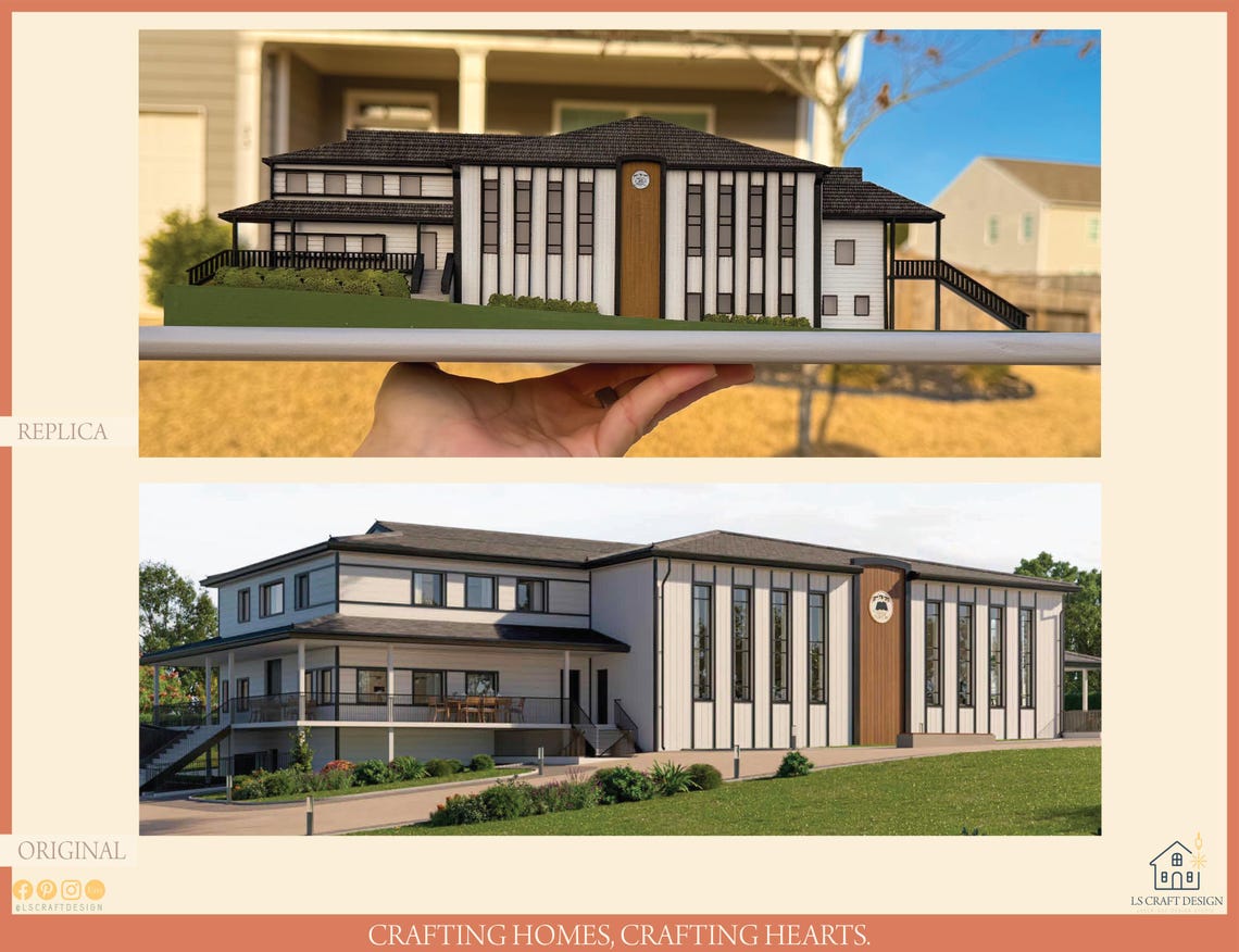 Custom Wooden Home Miniature, Architecture Replica, Property Portrait - image 6