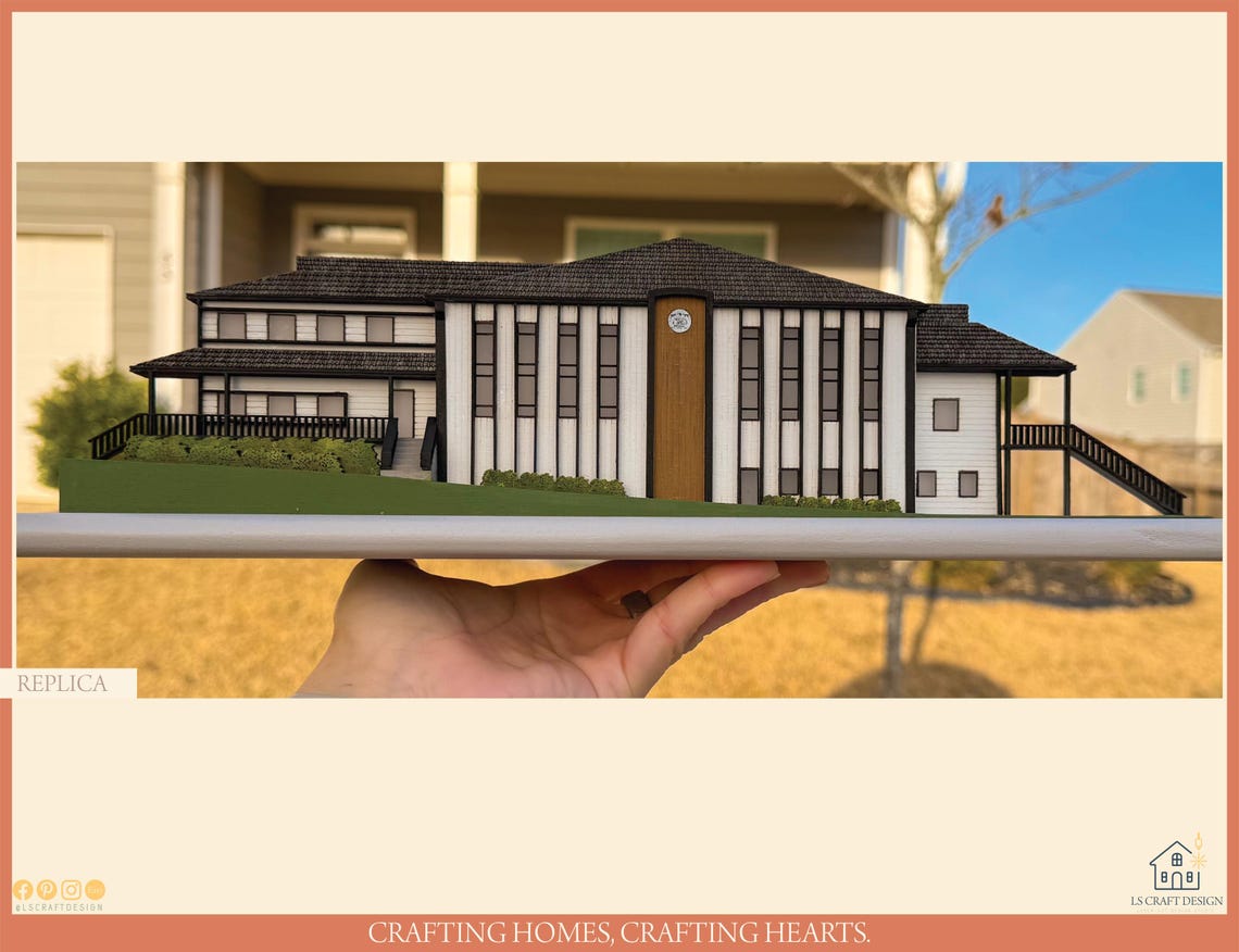 Custom Wooden Home Miniature, Architecture Replica, Property Portrait - image 7