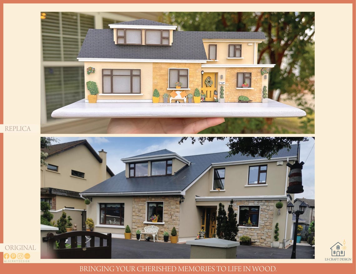 Custom Wooden House Miniature, House Replica, Family Keepsake - image 4