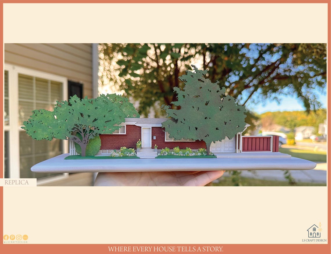 Custom Wooden House Miniature, House Replica, Family Keepsake - image 7