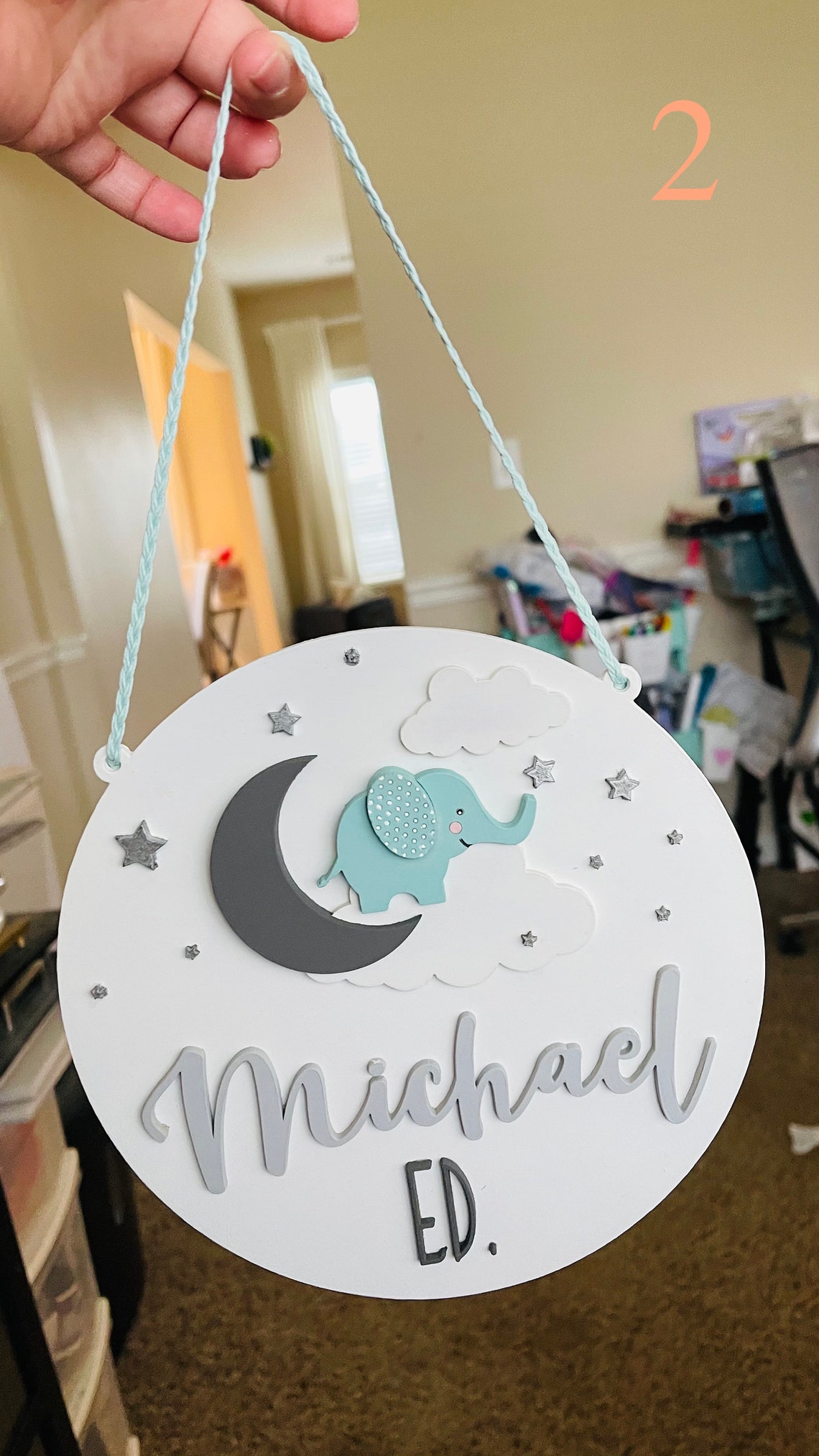 Custom Wooden Name Sign, Unicorn Nursery Decor, Laser Cut 3D Sign - image 4