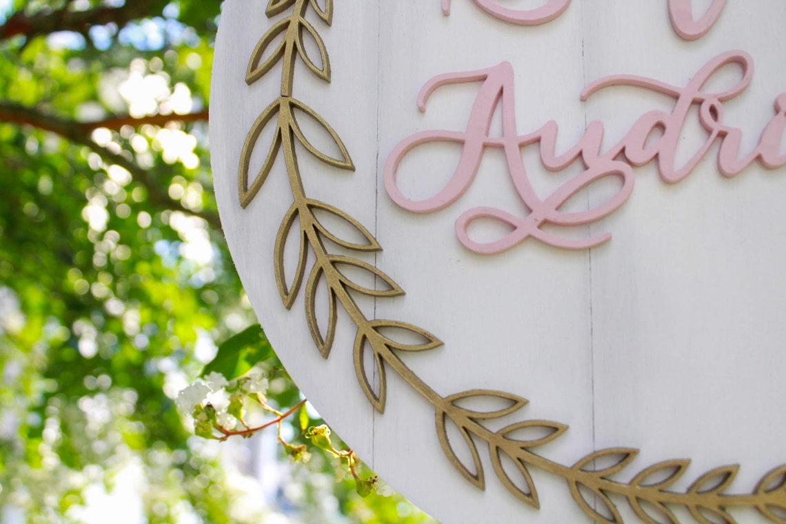 Flower Custom Wooden Name Sign, Laser Cut Nursery Decor, Photo Prop - image 5