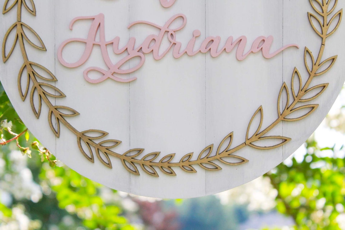 Flower Custom Wooden Name Sign, Laser Cut Nursery Decor, Photo Prop - image 6