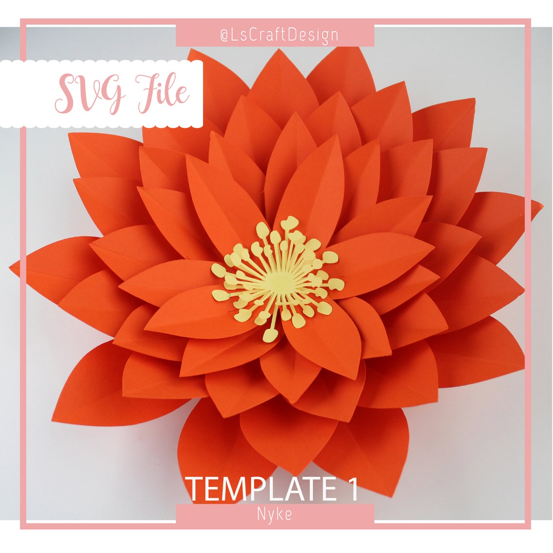 Giant Paper Flower SVG Template, Nyke Style, Cricut Silhouette Ready (Digital Download) - image 3