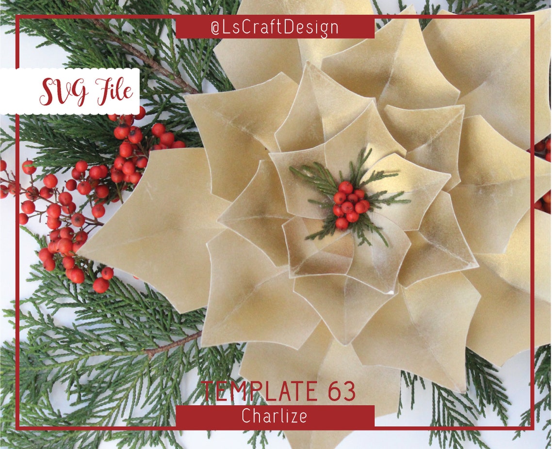 Giant Paper Poinsettia Flower SVG Template, Christmas Decor (Digital Download) - image 3