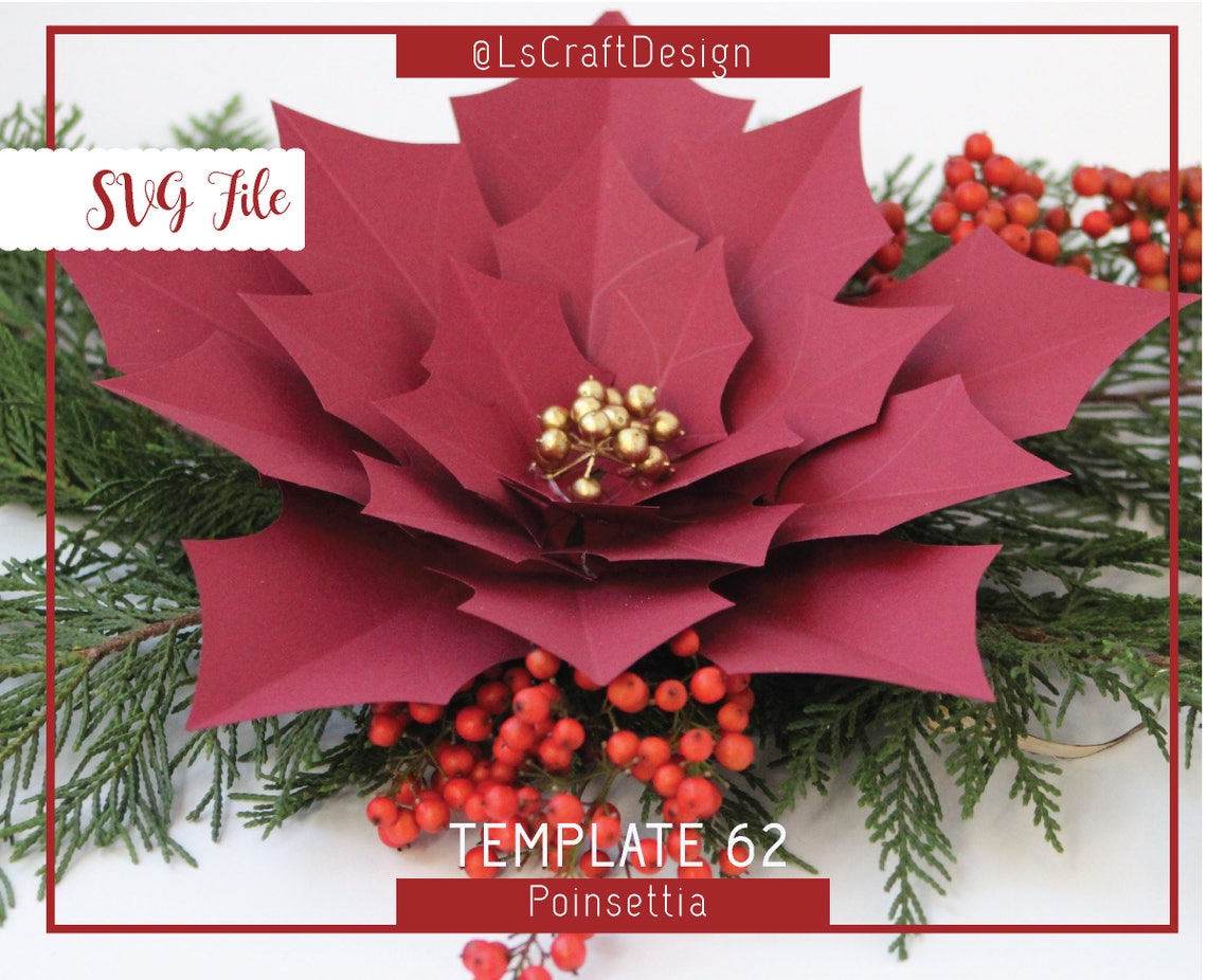 Paper Poinsettia Flower SVG Template, Christmas Decor (Digital Download) - image 5