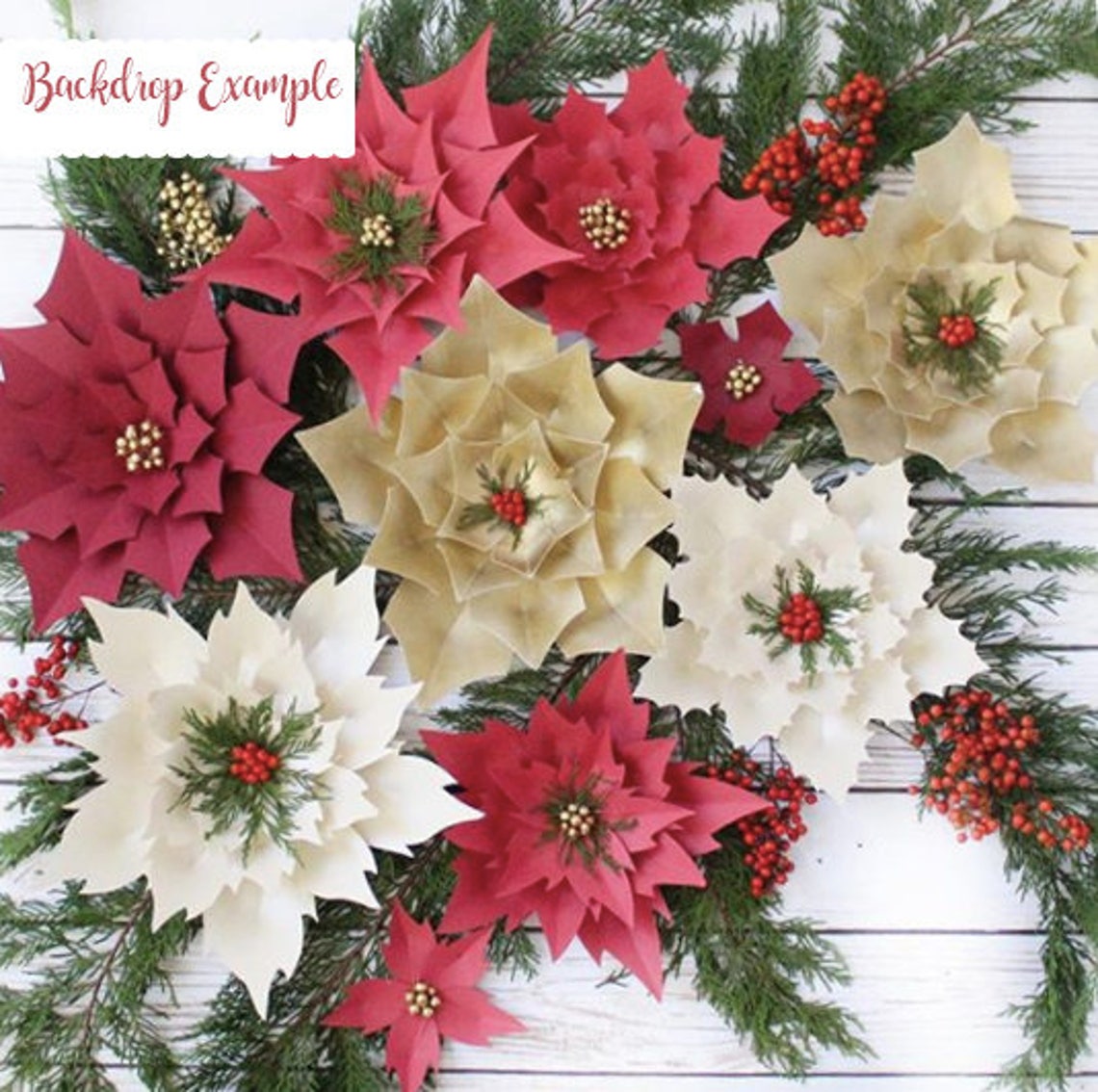 Paper Poinsettia Flower SVG Template, Christmas Decor (Digital Download) - image 6