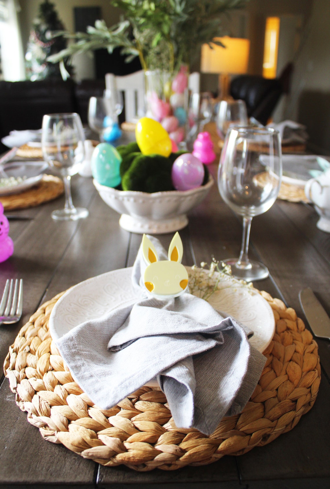 Pastel Easter Bunny Acrylic Napkin Rings, Table Decoration - image 5