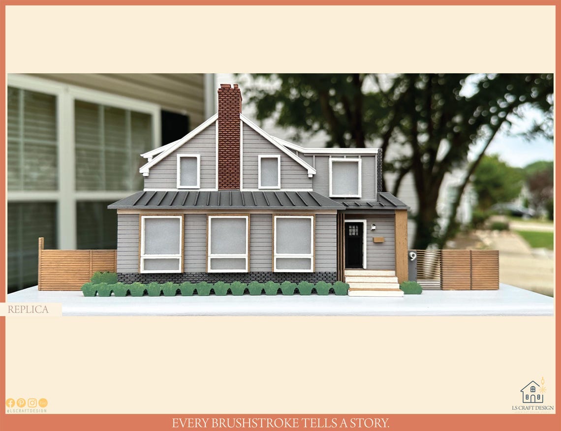 Realtor Closing Gift For Clients, Hand Painted Wooden House, House Portrait Replica, Christmas gifts, House Miniature, New Home Gift - image 7