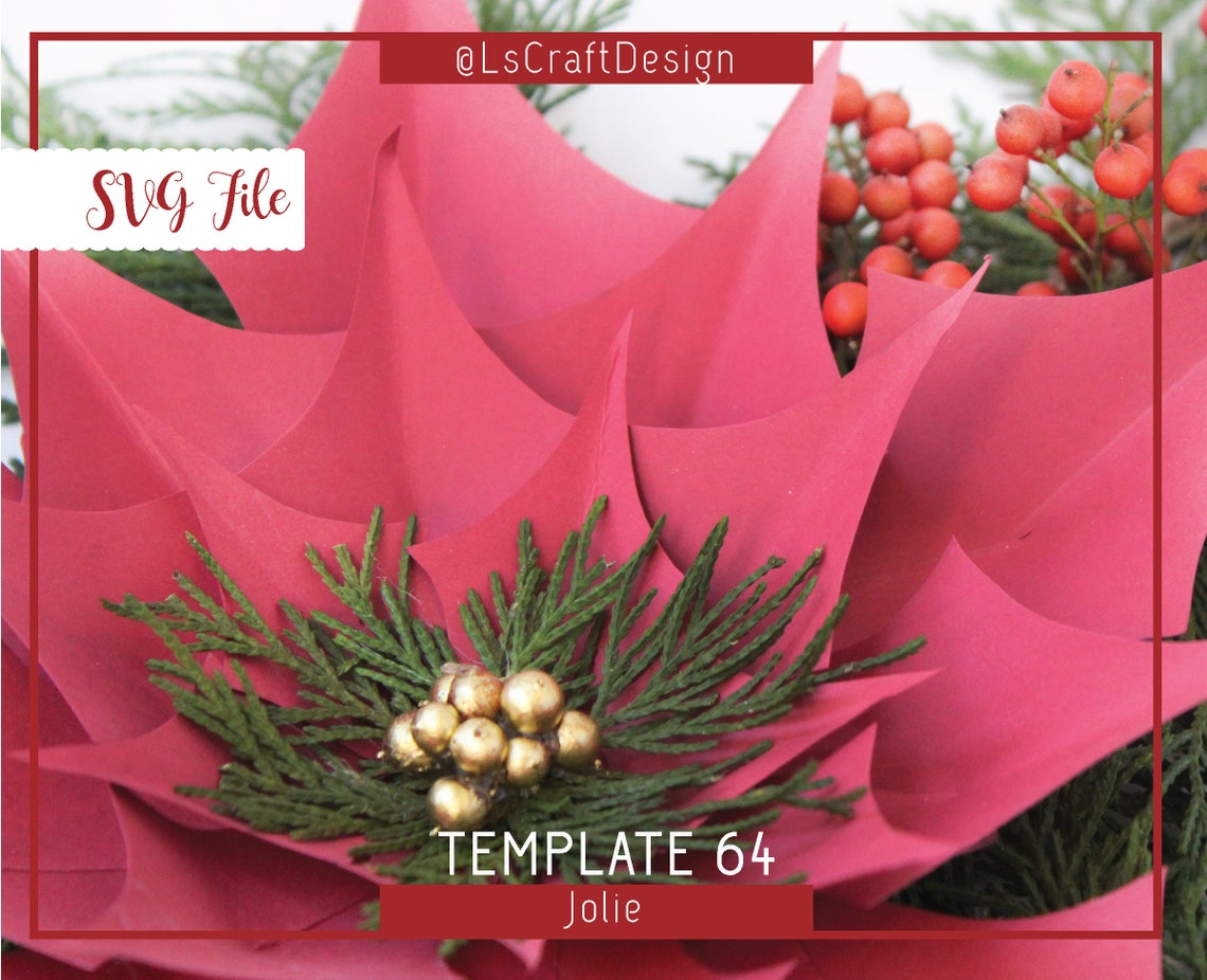 SVG Paper Poinsettia Flower Template, Christmas Decor (Digital Download) - image 5