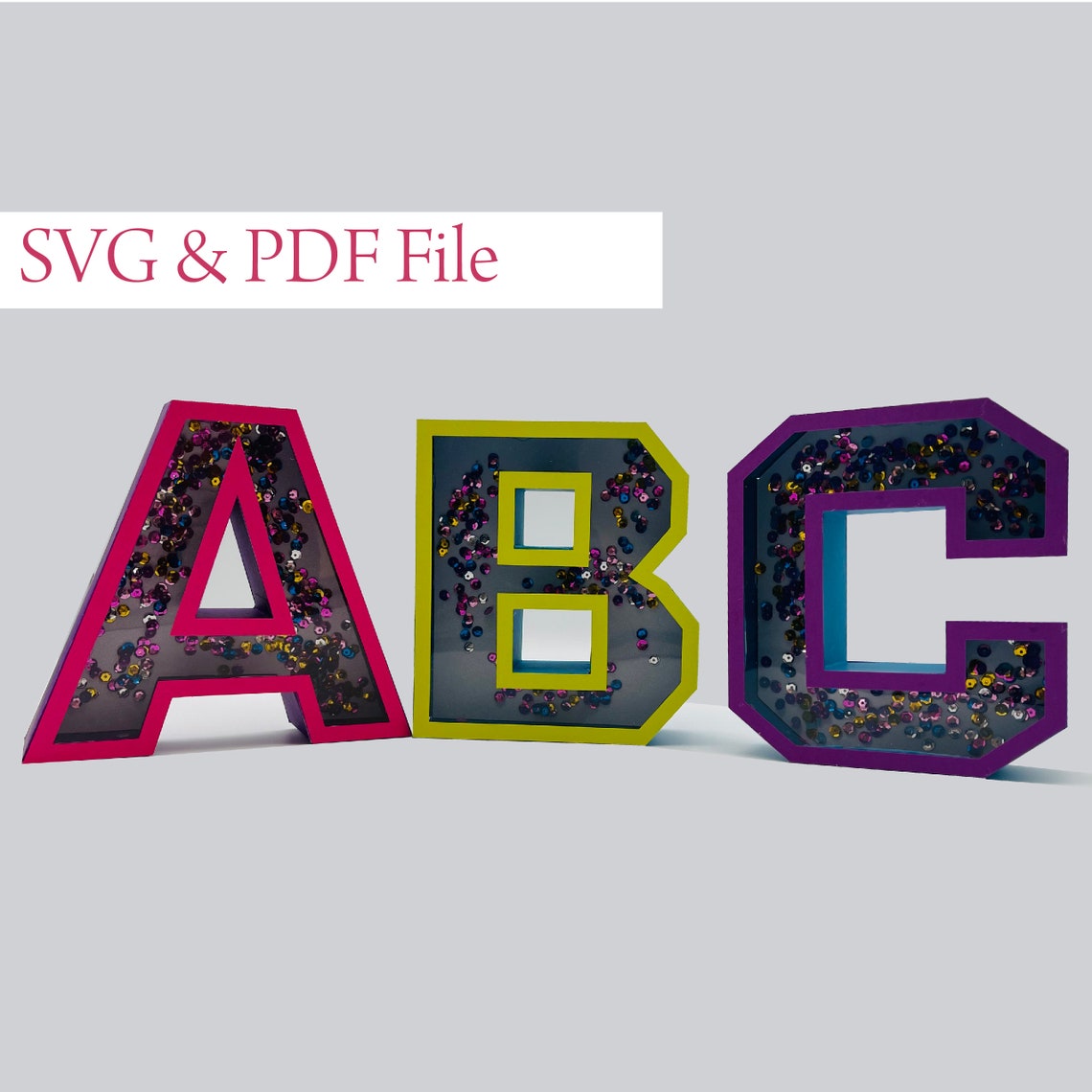 3D Alphabet Shaker Letters A-Z, SVG PDF Template, Laser Cut File