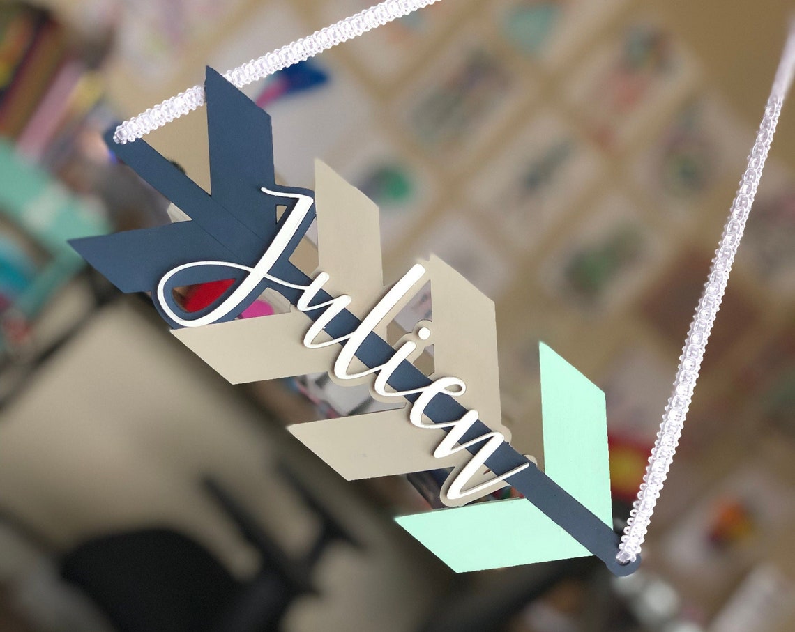 Arrow Custom Wood Name Sign, Nursery Decor, Laser Cut 3D Sign