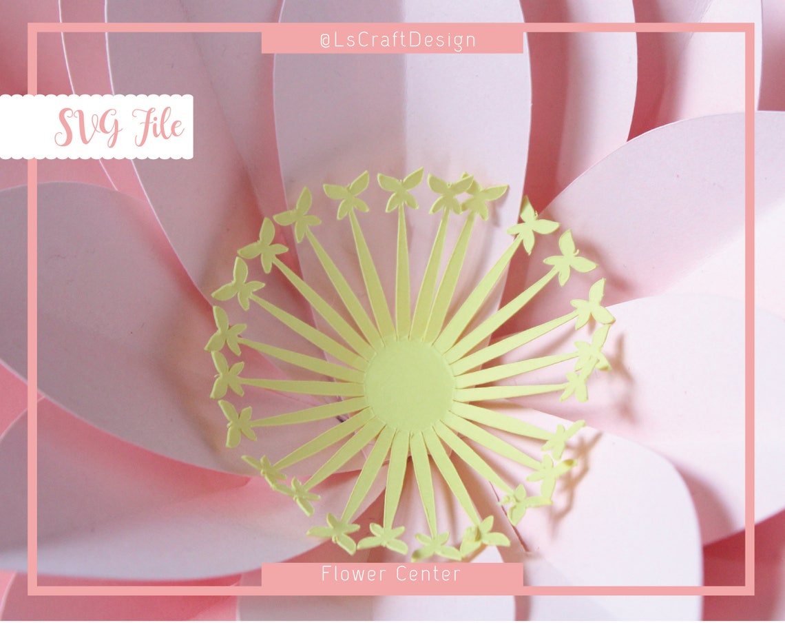 Butterfly Paper Flower Center Template, DIY SVG File