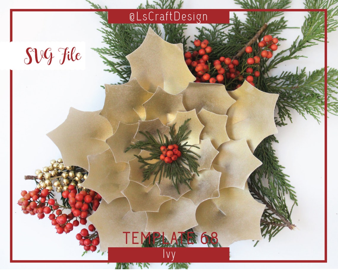 Christmas Poinsettia Paper Flower SVG Template (Digital Download)