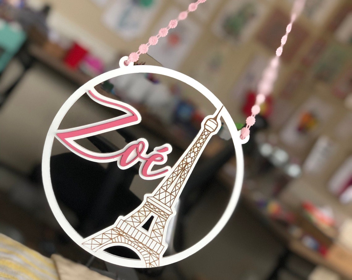 Custom MDF Wood Name Sign, Round Nursery Decor, Laser Cut Photo Prop