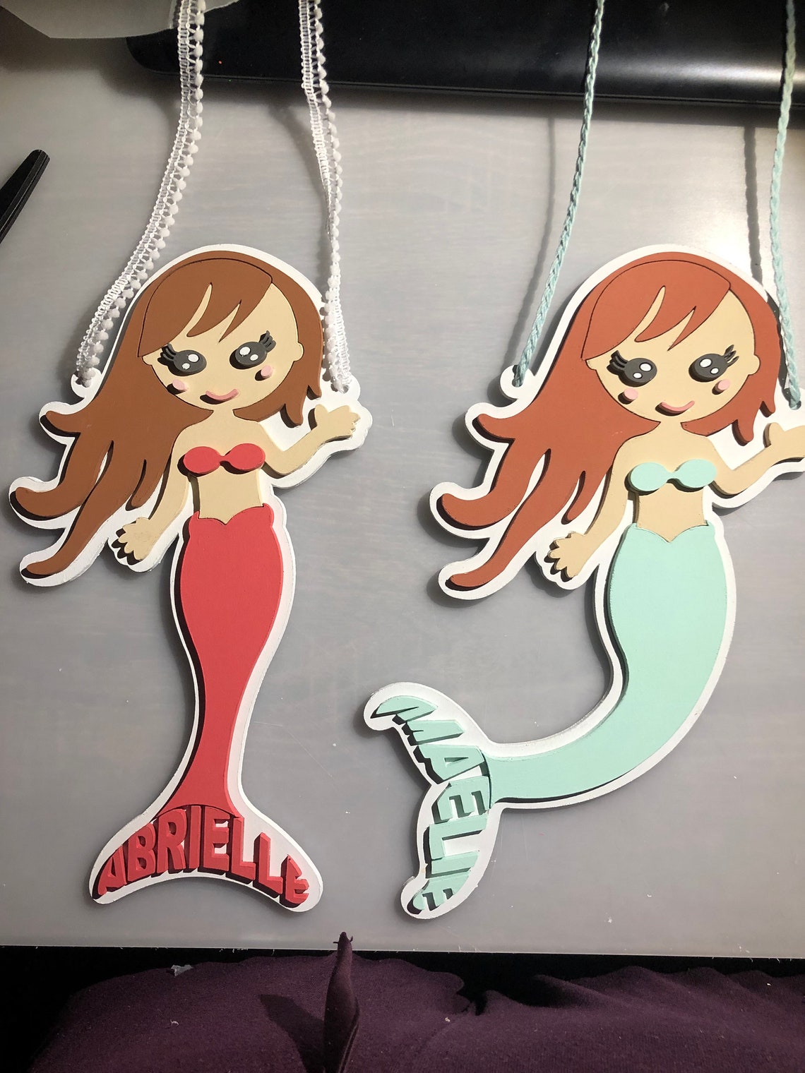Custom Mermaid Name Sign, Laser Cut Wood, Nursery Decor