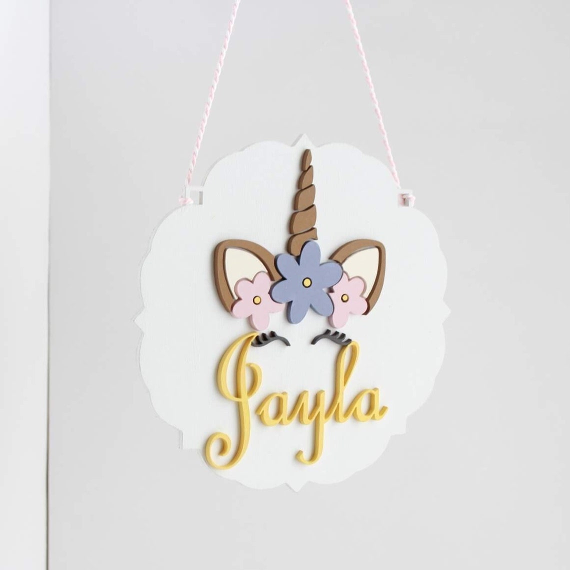Custom Unicorn Name Sign, 3D Laser Cut Wood, Nursery Decor