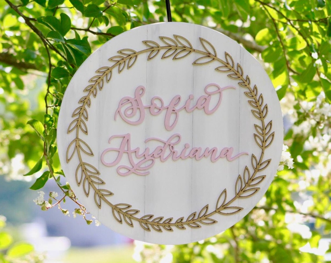 Flower Custom Wooden Name Sign, Laser Cut Nursery Decor, Photo Prop