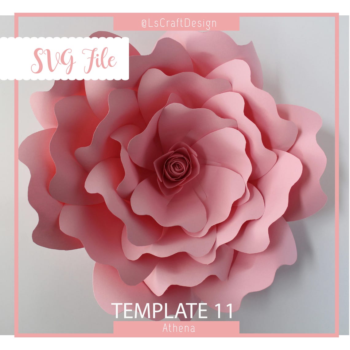 Giant Paper Flower SVG Template, Athena #11, Cricut Silhouette (Digital Download)