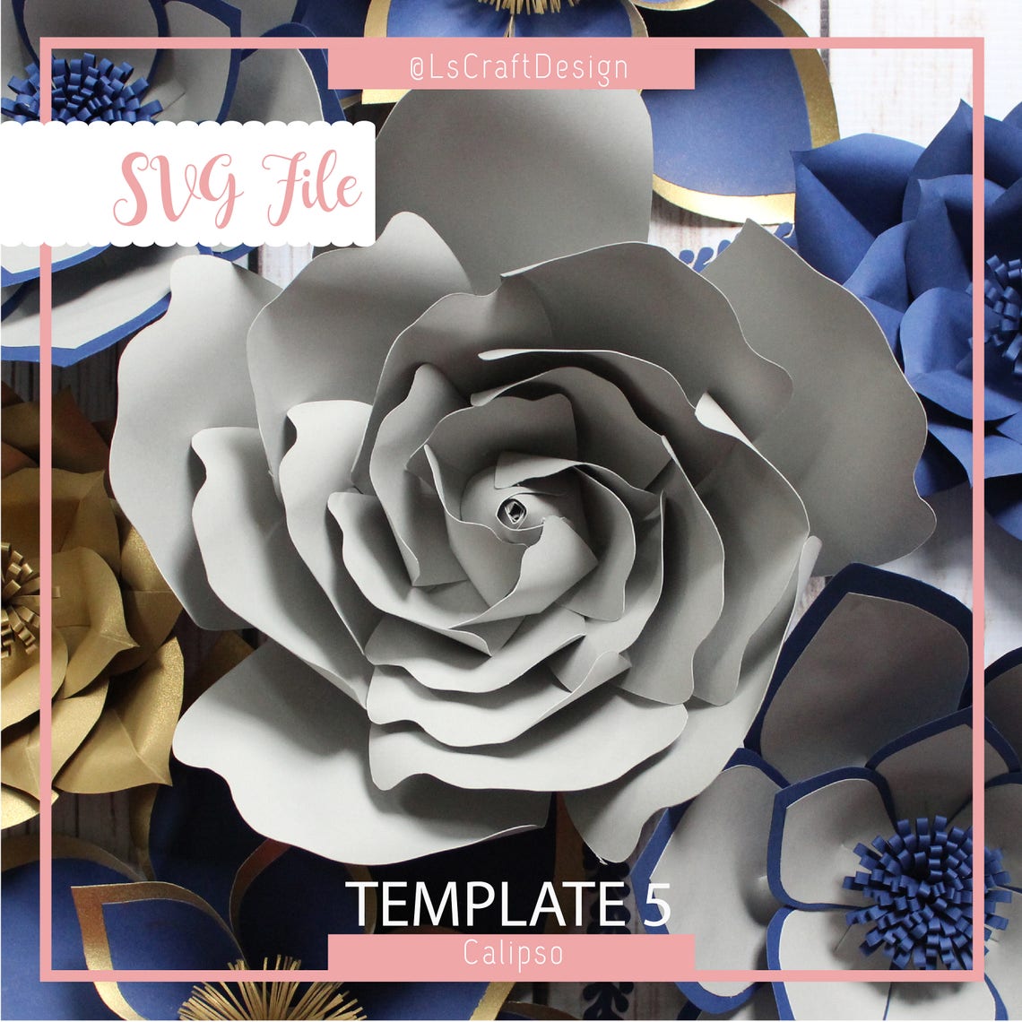 Giant Paper Flower SVG Template, Calipso #5 (Digital Download)