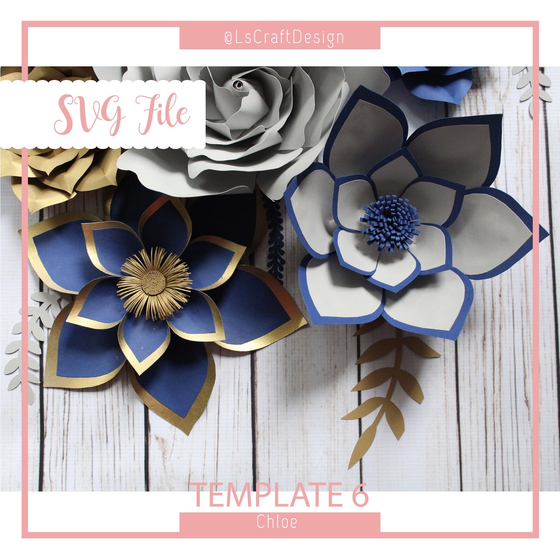 Giant Paper Flower SVG Template, Chloe #5, Cricut Silhouette Ready