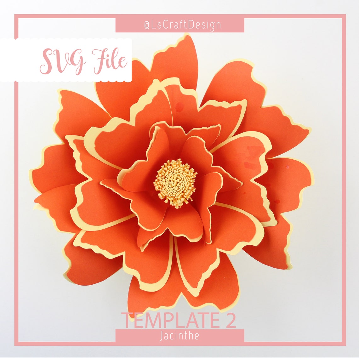 Giant Paper Flower SVG Template, Jacinthe #2, Cricut Silhouette Ready