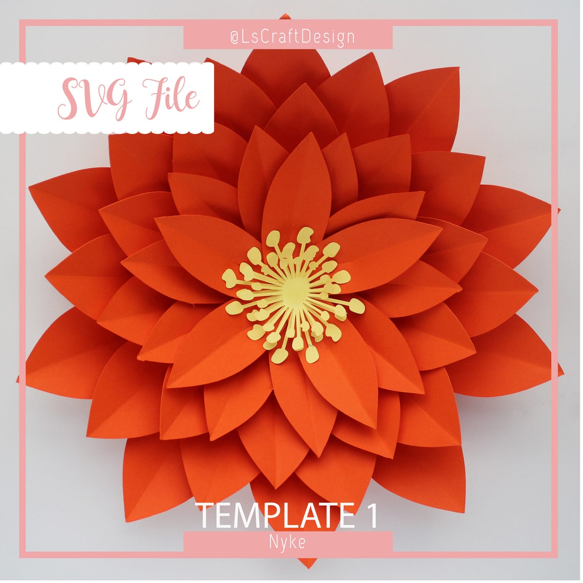 Giant Paper Flower SVG Template, Nyke Style, Cricut Silhouette Ready (Digital Download)