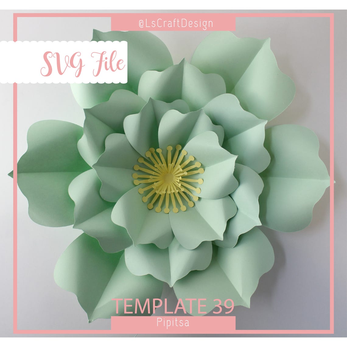 Giant Paper Flower Template, Pipitza #39, Cricut Silhouette Ready (SVG)