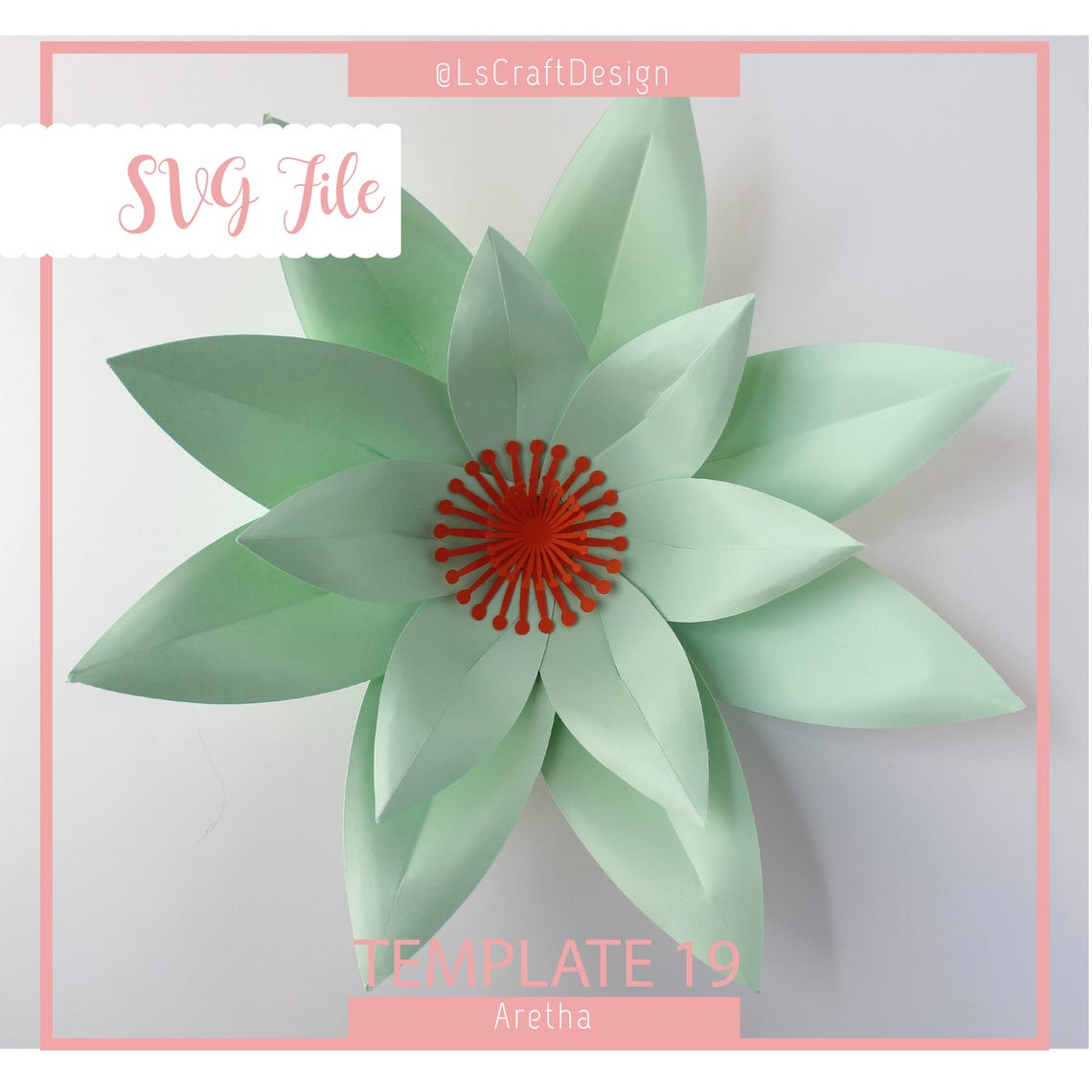 Giant Succulent Paper Flower Template, SVG, PDF, DIY Wedding Backdrop