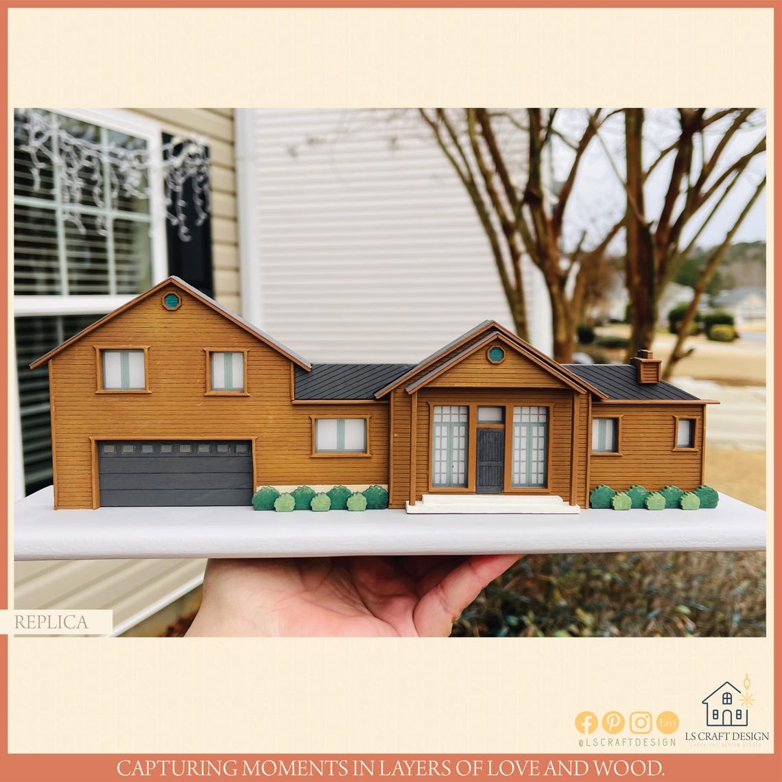 House Replica, Miniature House, Emotional Gift, Decorative Wooden House, Hand Painted Wooden House, Custom Made House, Christmas gifts