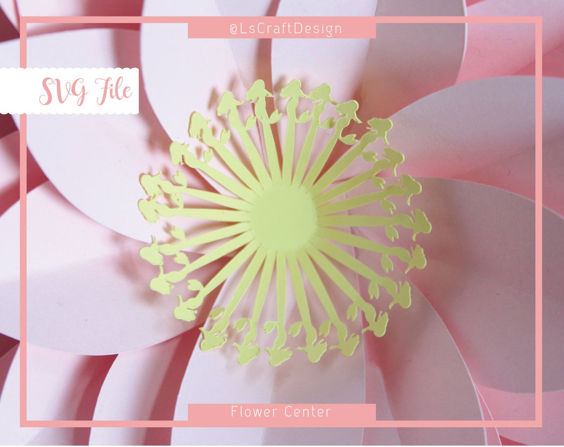 Mermaid Flower Center SVG Template, DIY Paper Flower (Digital Download)