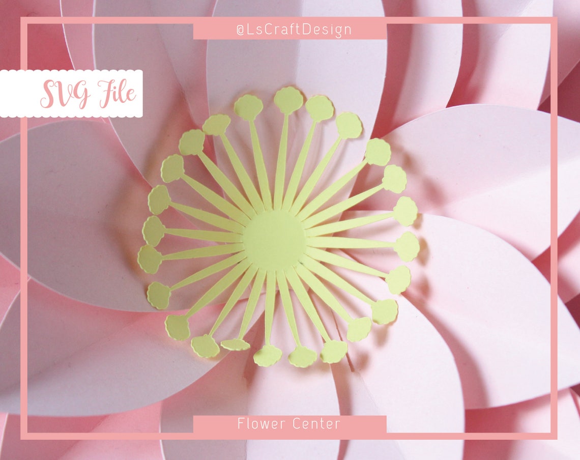 Paper Flower Center SVG Template, DIY Shell Flower (Digital Download)