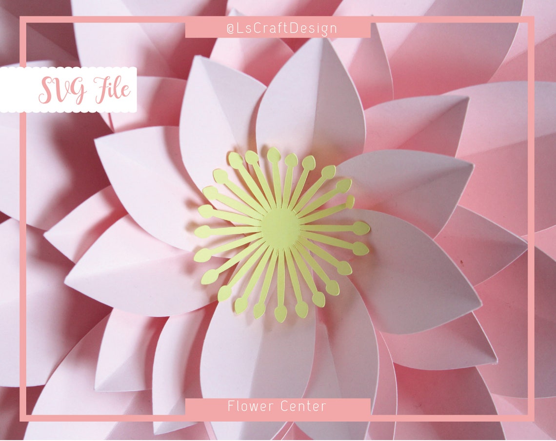 Paper Flower Center Template, Drop Silhouette (SVG)