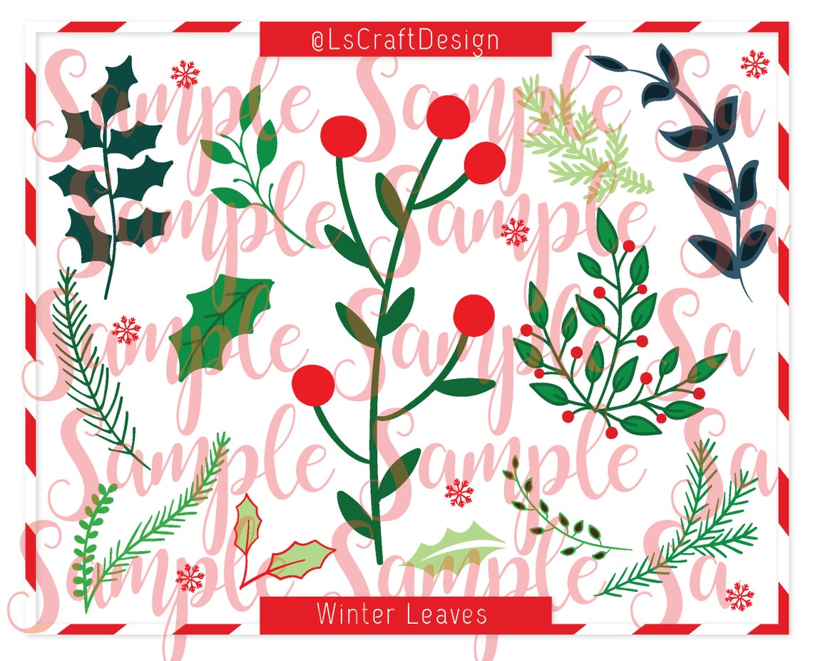Paper Flower Leaf Template, Winter Foliage SVG Set (Digital Download)